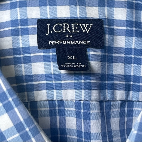 J.‎ Crew Men's Performance Long Sleeve Plaid Shirt Light Blue XL Slim - Picture 3 of 7